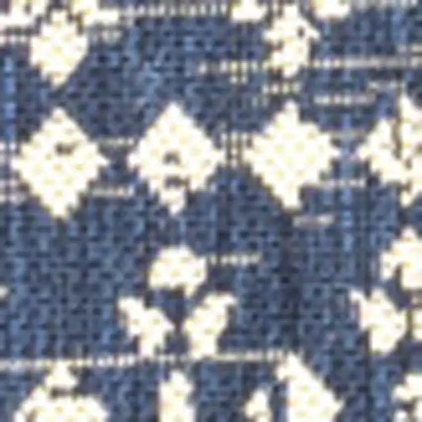 6' Navy Blue And Beige Square Trellis Indoor Outdoor Area Rug Photo 2