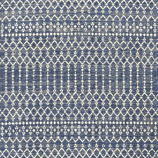 6' Navy Blue And Beige Square Trellis Indoor Outdoor Area Rug Photo 1