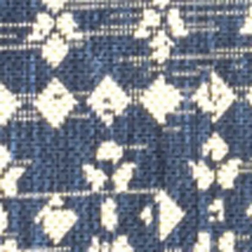 6' Navy Blue And Beige Square Trellis Indoor Outdoor Area Rug Photo 3