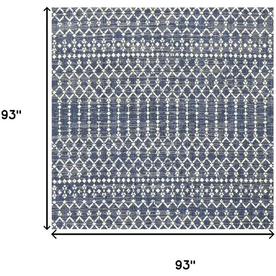 8' Navy Blue And Beige Square Trellis Indoor Outdoor Area Rug Photo 9