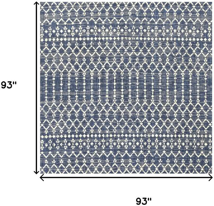 8' Navy Blue And Beige Square Trellis Indoor Outdoor Area Rug Photo 9