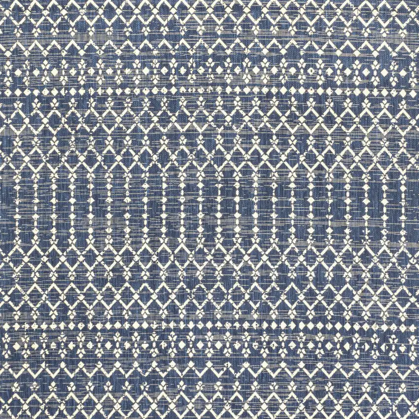 8' Navy Blue And Beige Square Trellis Indoor Outdoor Area Rug Photo 2