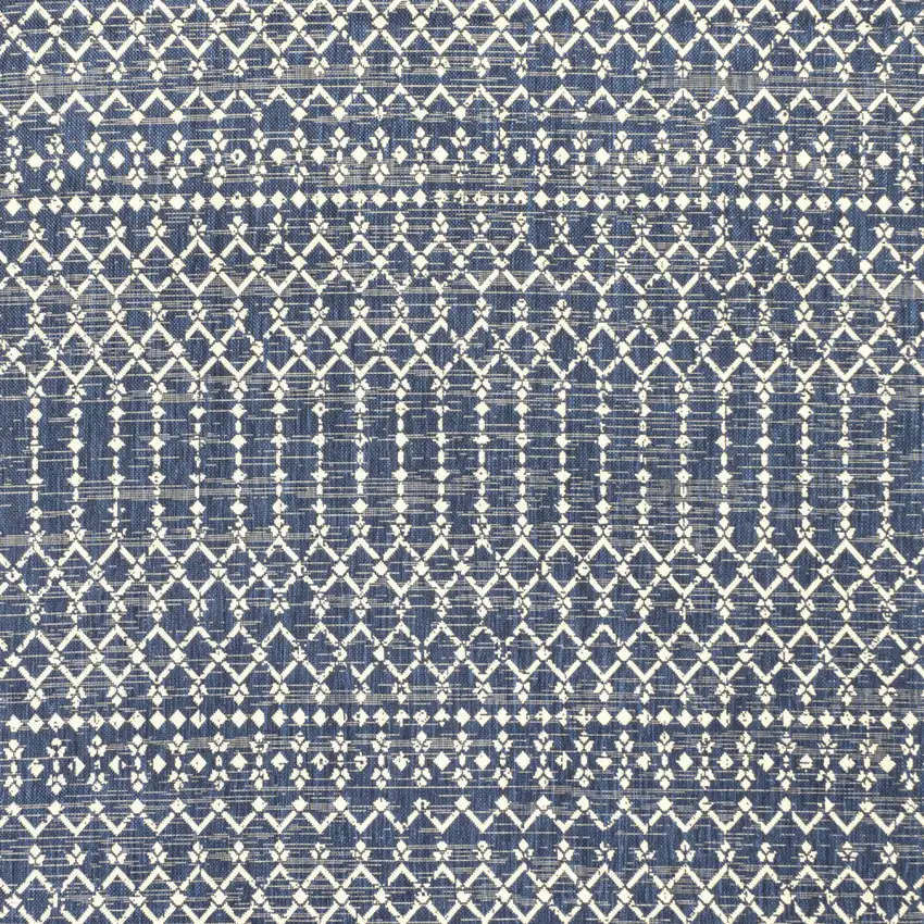 9' Navy Blue And Beige Square Trellis Indoor Outdoor Area Rug Photo 1