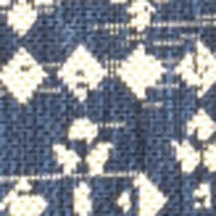 9' Navy Blue And Beige Square Trellis Indoor Outdoor Area Rug Photo 2