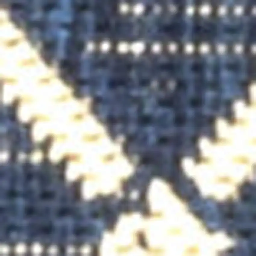 8' Navy Blue And Beige Trellis Indoor Outdoor Runner Rug Photo 2