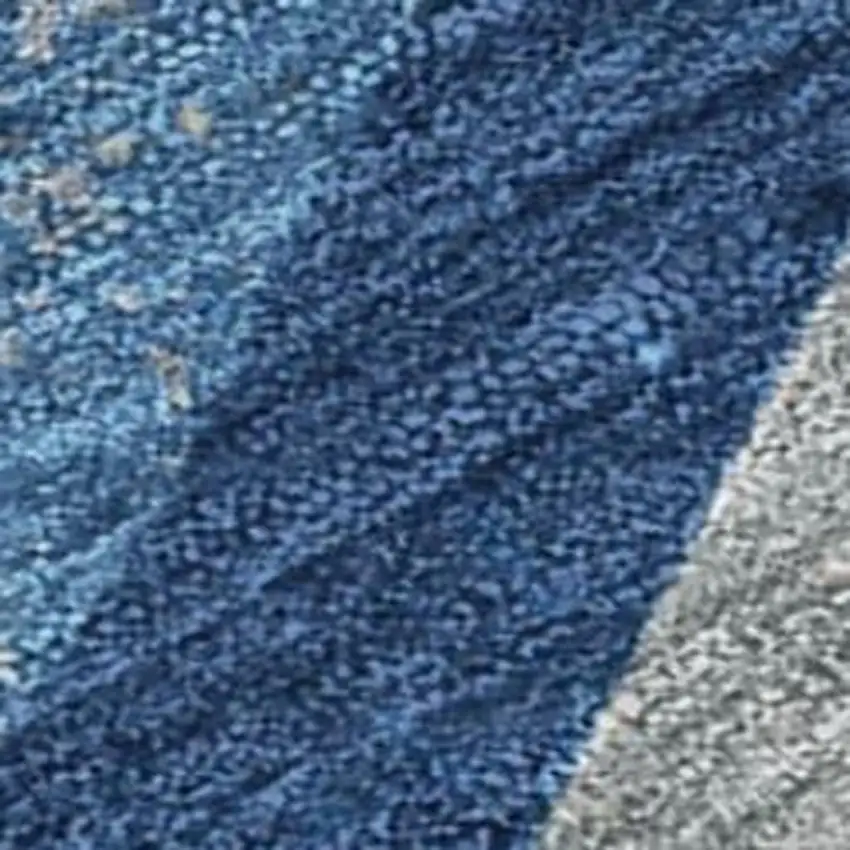 8' Navy Blue And Blue Round Abstract Washable Indoor Outdoor Area Rug Photo 2