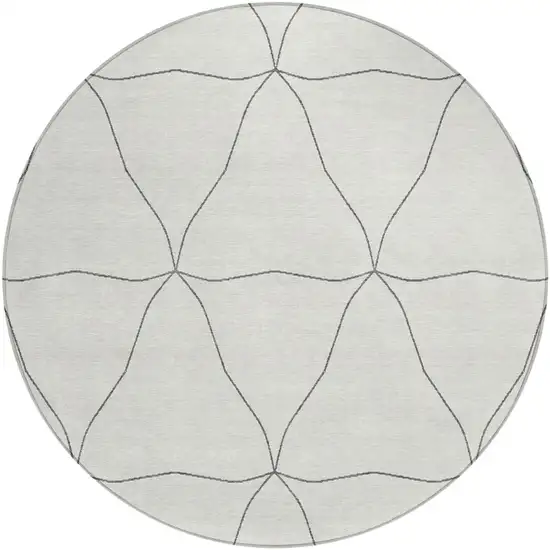 8' Navy Blue And Blue Round Geometric Washable Indoor Outdoor Area Rug Photo 2