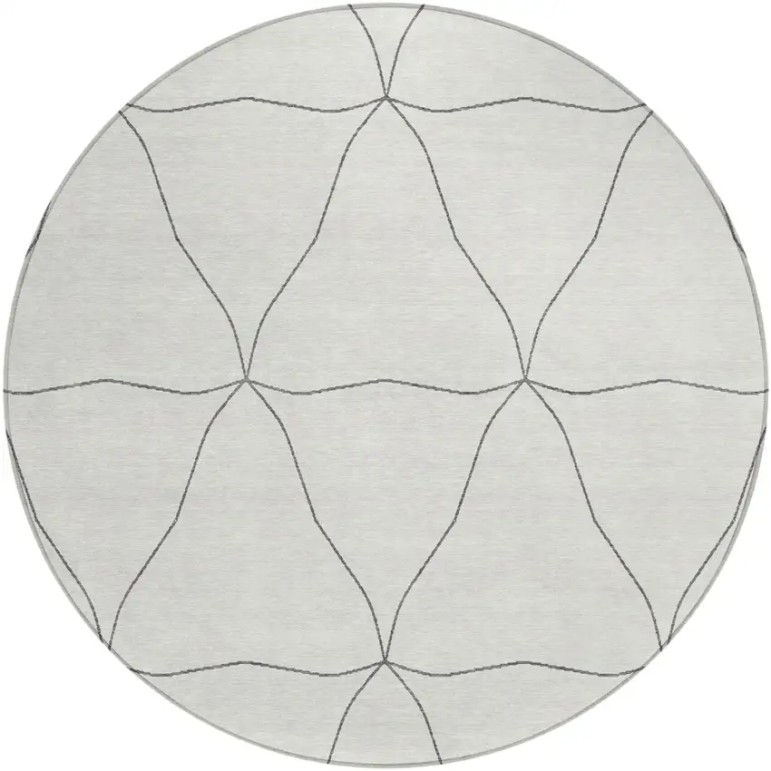 8' Navy Blue And Blue Round Geometric Washable Indoor Outdoor Area Rug Photo 2