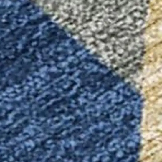 8' Navy Blue And Blue Round Geometric Washable Indoor Outdoor Area Rug Photo 2