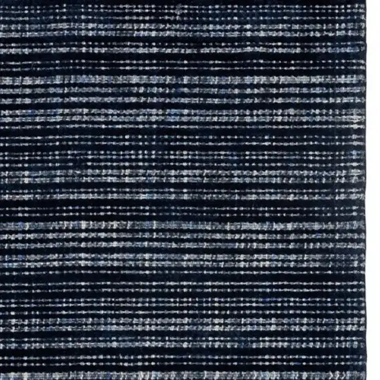 8' Navy Blue And Blue Striped Hand Tufted Runner Rug Photo 7