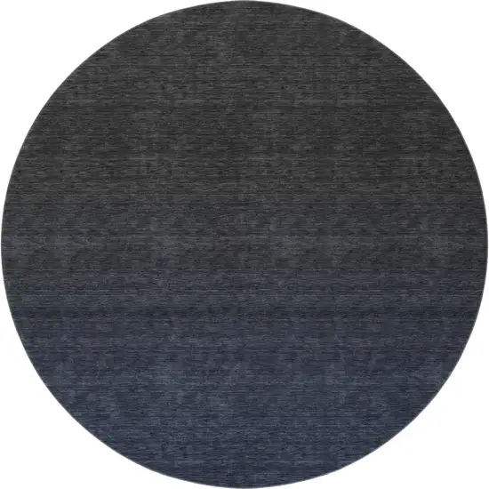 8' Navy Blue And Charcoal Ombre Washable Round Rug With UV Protection Photo 4