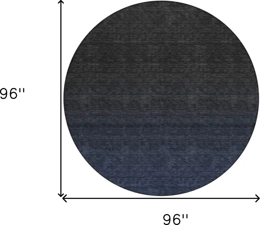 8' Navy Blue And Charcoal Round Abstract Washable Indoor Outdoor Area Rug Photo 3
