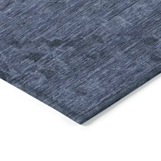 8' Navy Blue And Charcoal Round Floral Washable Indoor Outdoor Area Rug Photo 4