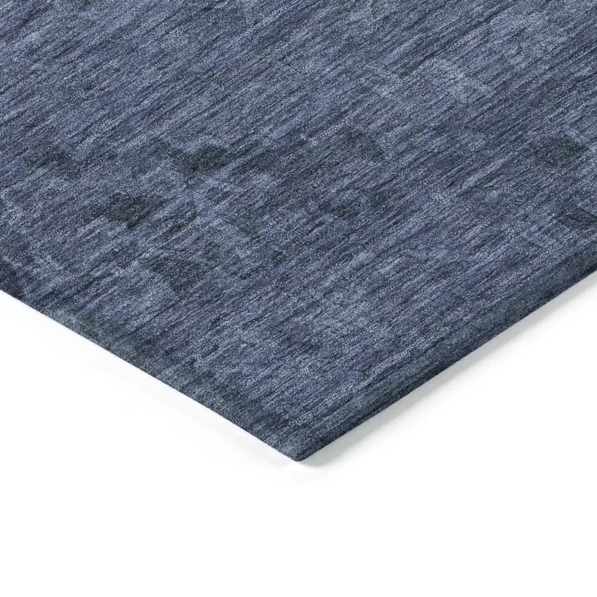 8' Navy Blue And Charcoal Round Floral Washable Indoor Outdoor Area Rug Photo 4