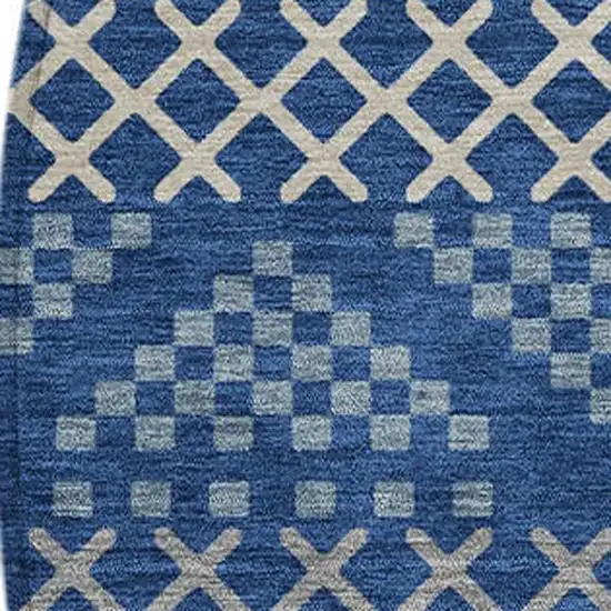 8' Navy Blue And Copper Round Striped Washable Indoor Outdoor Area Rug Photo 6