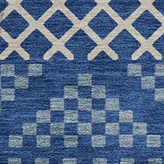 8' Navy Blue And Copper Round Striped Washable Indoor Outdoor Area Rug Photo 3