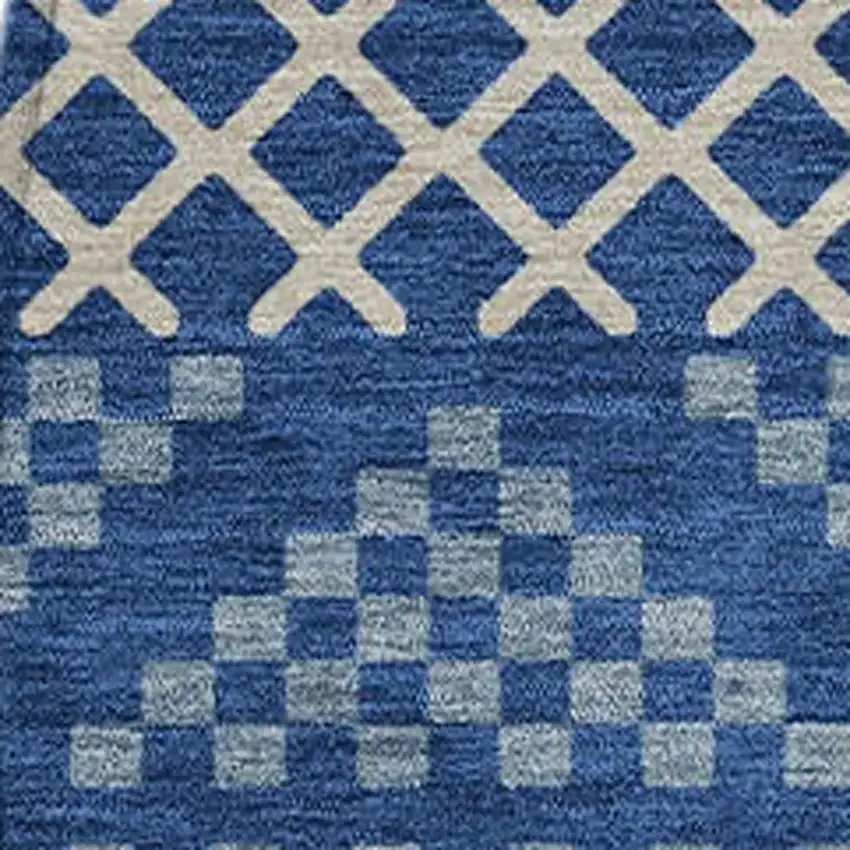 8' Navy Blue And Copper Round Striped Washable Indoor Outdoor Area Rug Photo 5