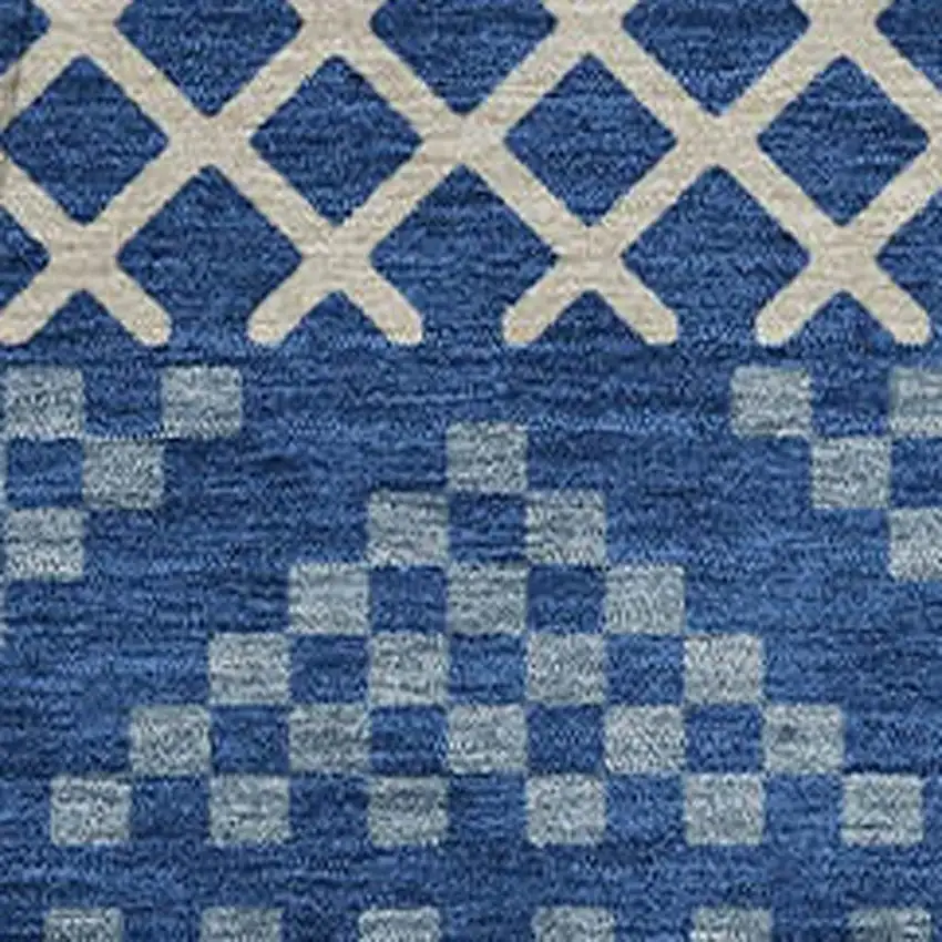 8' Navy Blue And Copper Round Striped Washable Indoor Outdoor Area Rug Photo 3