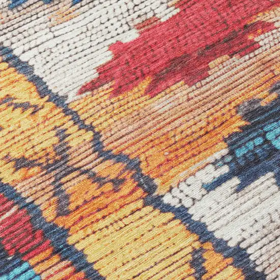 8' Navy Blue And Copper Round Tribal Washable Indoor Outdoor Area Rug Photo 8