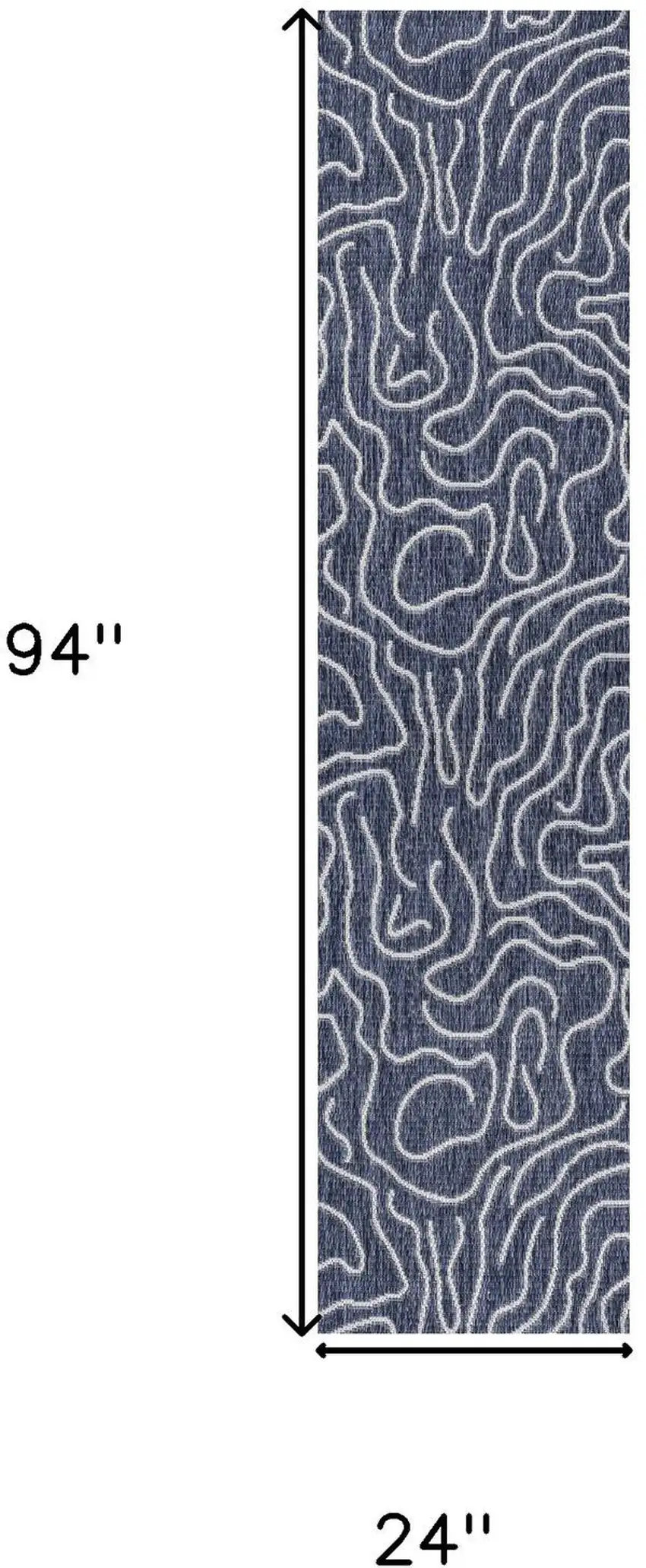 8' Navy Blue And Cream Abstract Indoor Outdoor Runner Rug Photo 9