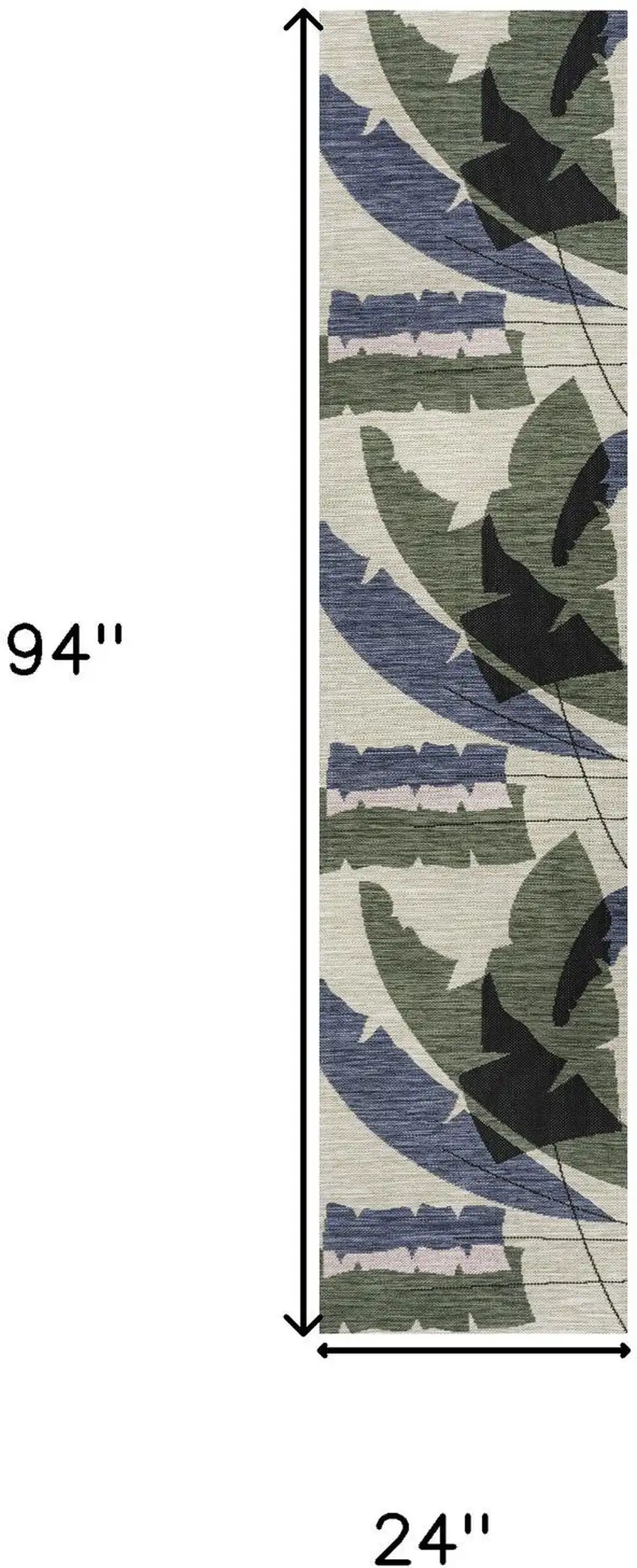 8' Navy Blue And Cream Abstract Indoor Outdoor Runner Rug Photo 9