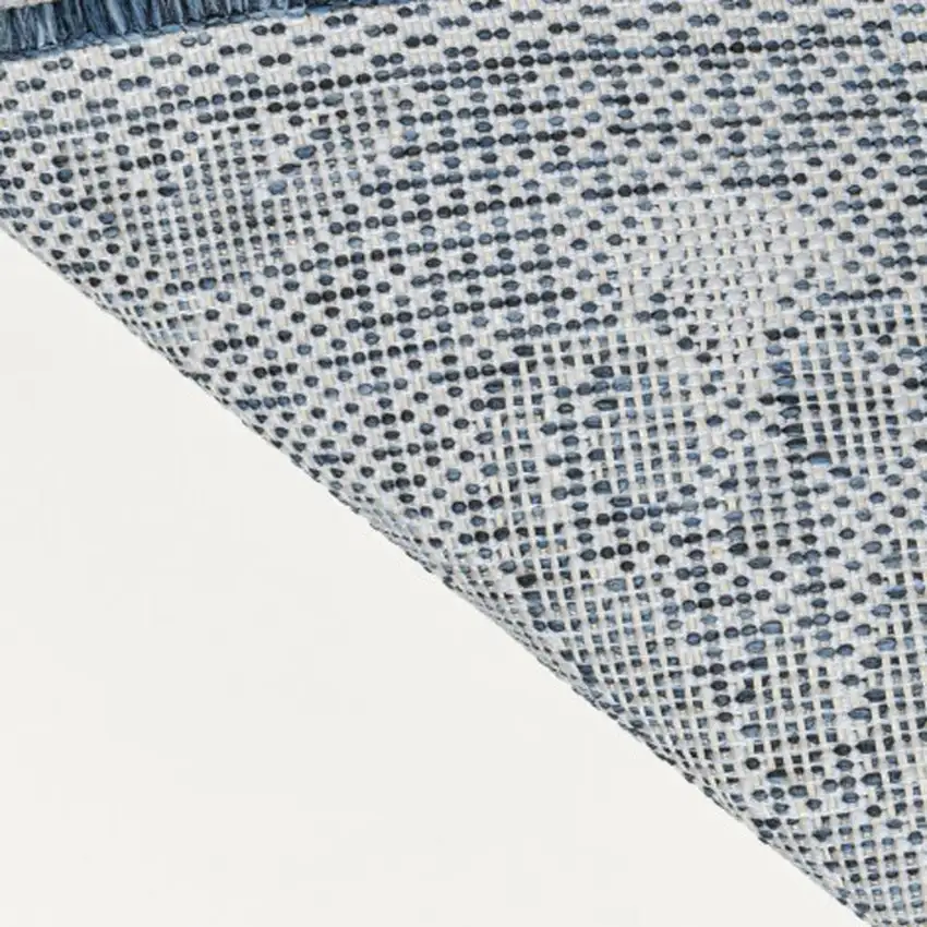 8' Navy Blue And Cream Floral Indoor Outdoor Runner Rug Photo 1