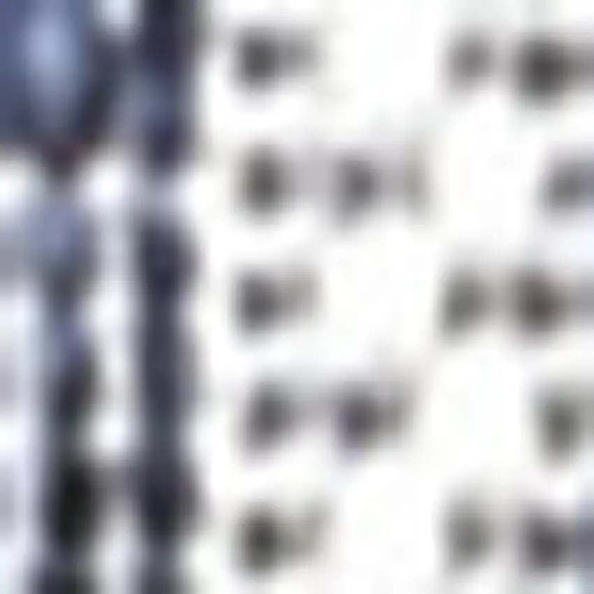 8' Navy Blue And Cream Geometric Indoor Outdoor Runner Rug Photo 3