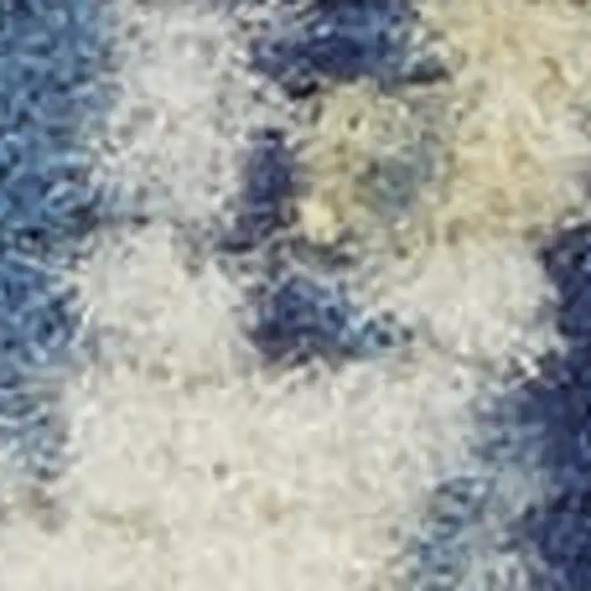 6' Navy Blue And Cream Medallion Distressed Runner Rug Photo 2