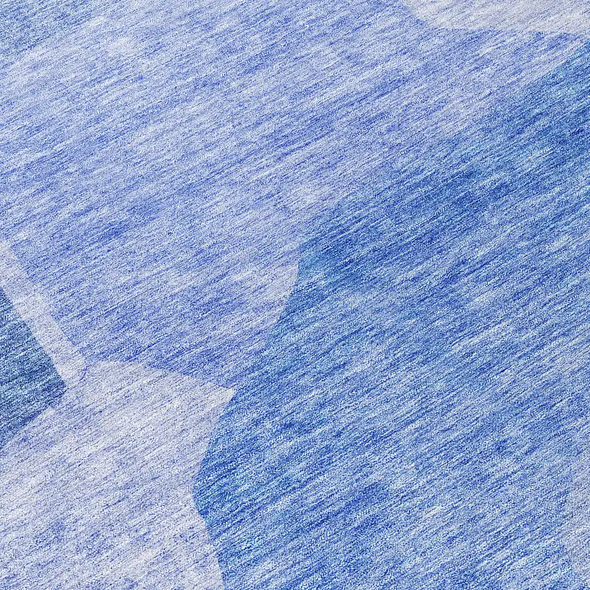 8' Navy Blue And Denim Blue Round Abstract Washable Indoor Outdoor Area Rug Photo 7