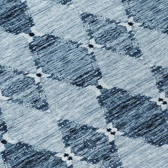 8' Navy Blue And Denim Blue Round Moroccan Washable Indoor Outdoor Area Rug Photo 4