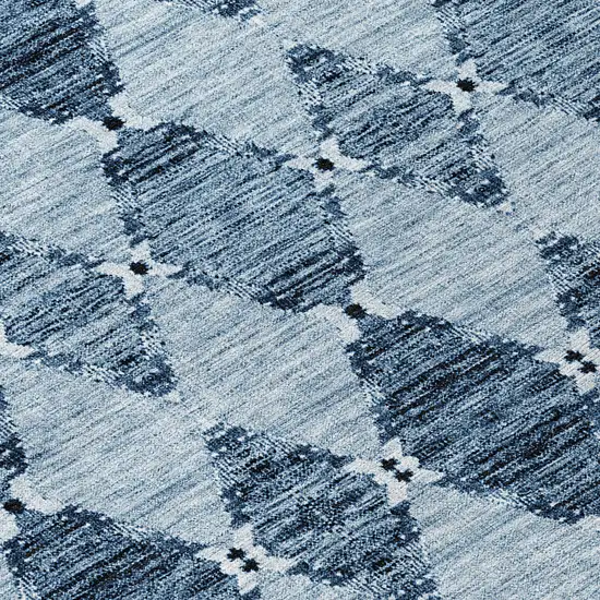8' Navy Blue And Denim Blue Round Moroccan Washable Indoor Outdoor Area Rug Photo 4