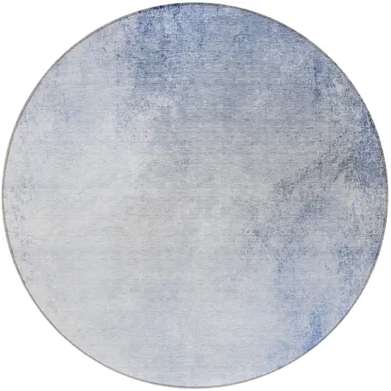 8' Navy Blue And Denim Blue Round Ombre Washable Indoor Outdoor Area Rug Photo 5