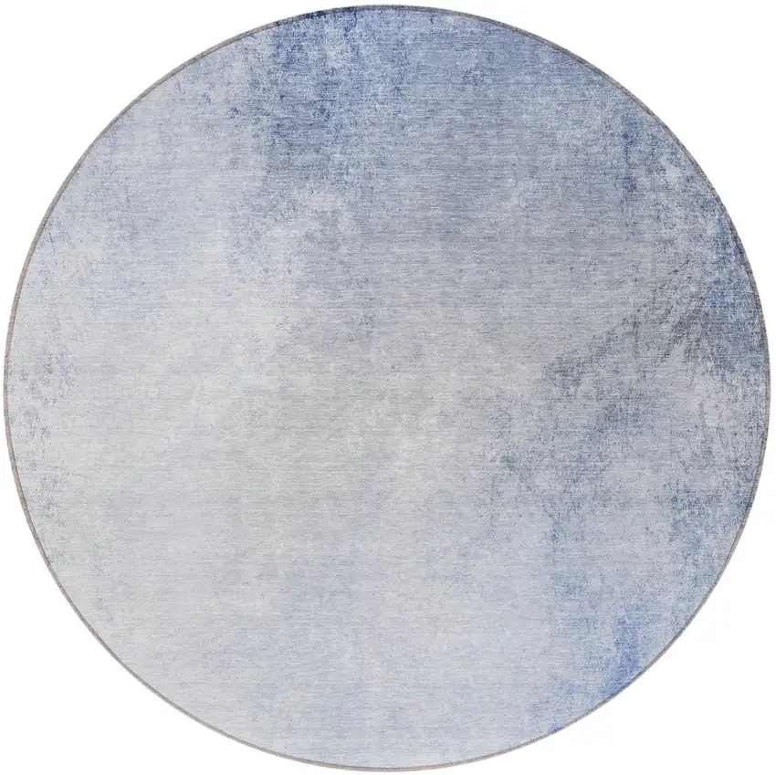 8' Navy Blue And Denim Blue Round Ombre Washable Indoor Outdoor Area Rug Photo 5