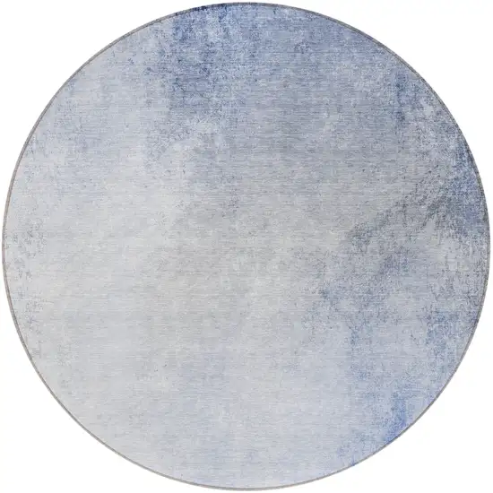 8' Navy Blue And Denim Blue Round Ombre Washable Indoor Outdoor Area Rug Photo 5
