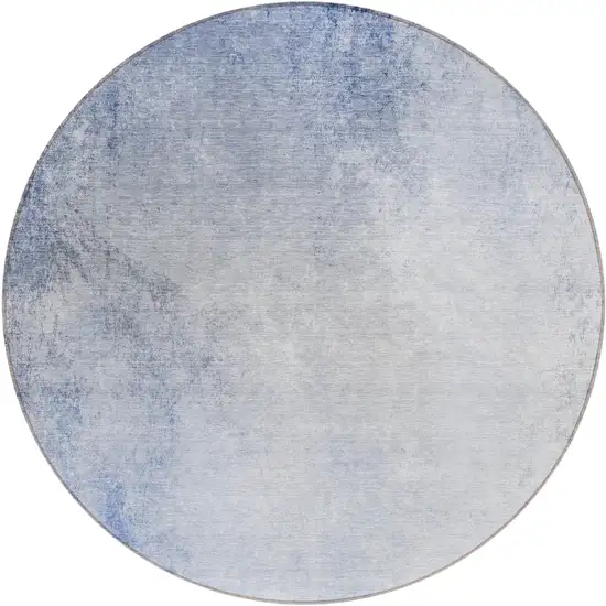 8' Navy Blue And Denim Blue Round Ombre Washable Indoor Outdoor Area Rug Photo 2