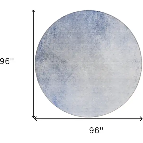 8' Navy Blue And Denim Blue Round Ombre Washable Indoor Outdoor Area Rug Photo 3