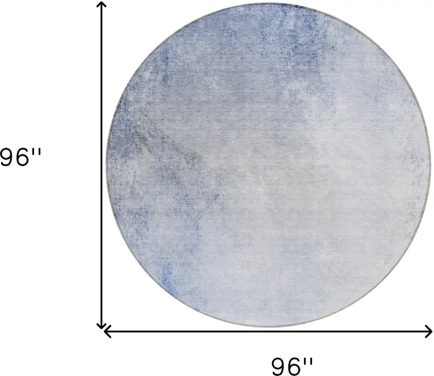 8' Navy Blue And Denim Blue Round Ombre Washable Indoor Outdoor Area Rug Photo 3