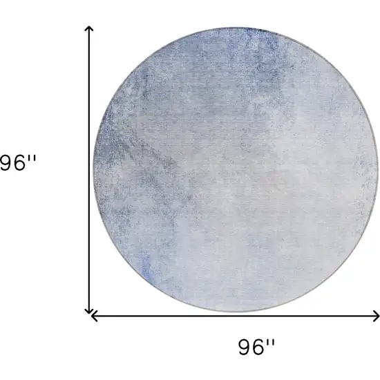 8' Navy Blue And Denim Blue Round Ombre Washable Indoor Outdoor Area Rug Photo 3