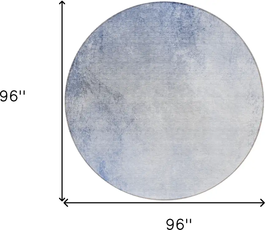 8' Navy Blue And Denim Blue Round Ombre Washable Indoor Outdoor Area Rug Photo 3