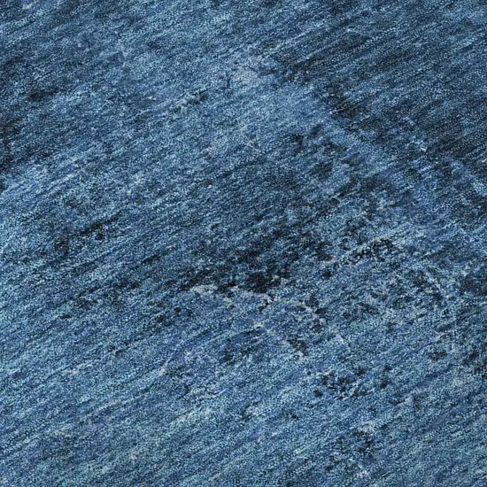 8' Navy Blue And Gray Abstract Washable Round Rug With UV Protection Photo 9