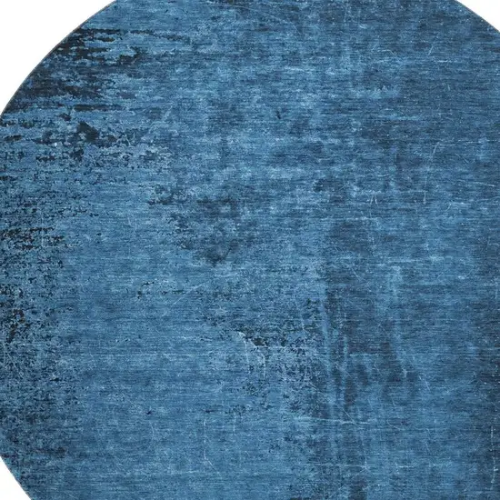 8' Navy Blue And Gray Abstract Washable Round Rug With UV Protection Photo 3