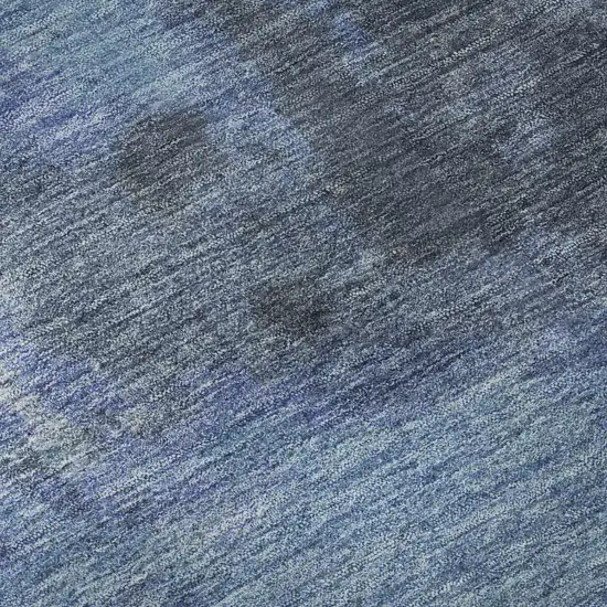 8' Navy Blue And Gray Abstract Washable Round Rug With UV Protection Photo 7