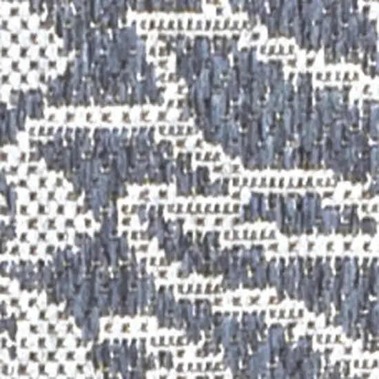 8' Navy Blue And Gray Floral Indoor Outdoor Runner Rug Photo 2