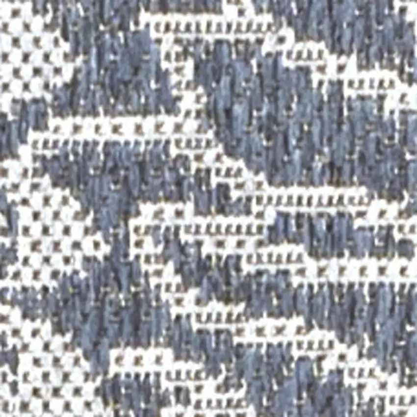 8' Navy Blue And Gray Floral Indoor Outdoor Runner Rug Photo 2