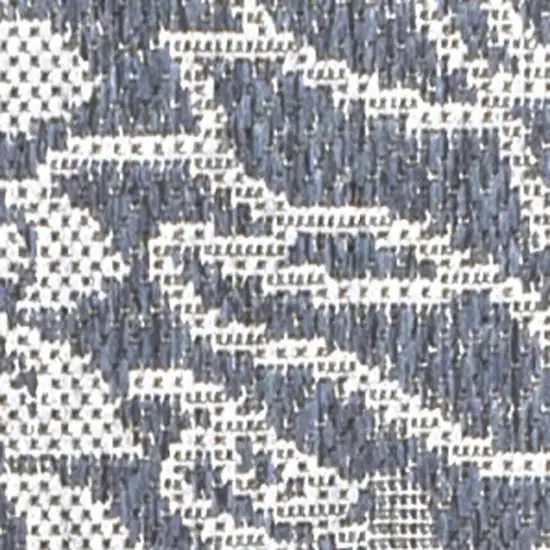 8' Navy Blue And Gray Floral Indoor Outdoor Runner Rug Photo 3