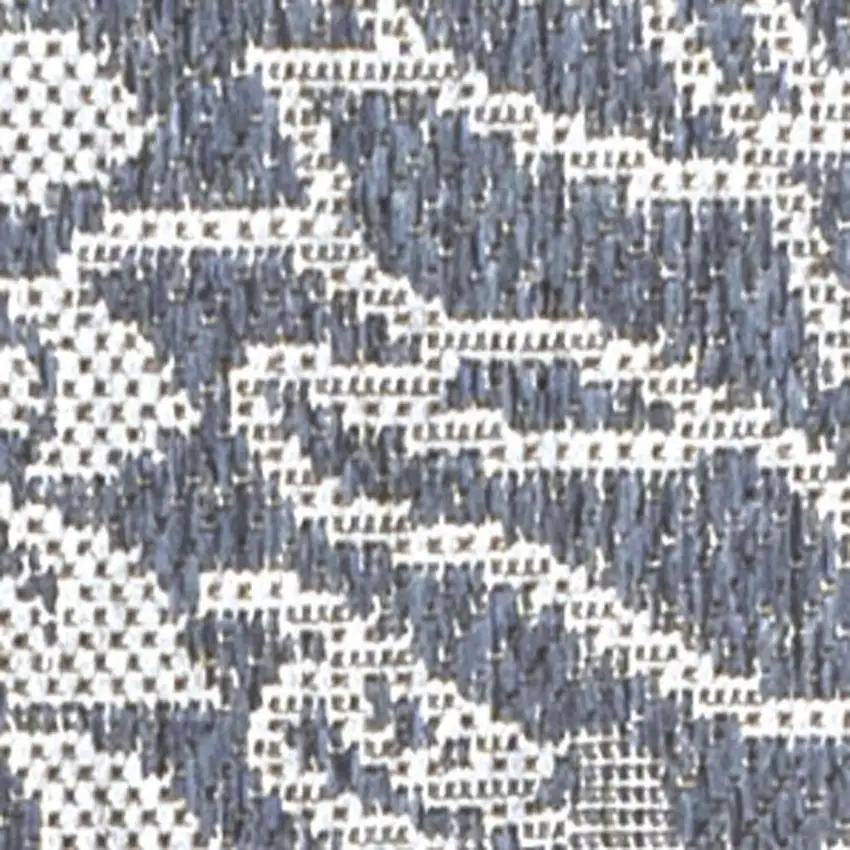 8' Navy Blue And Gray Floral Indoor Outdoor Runner Rug Photo 3