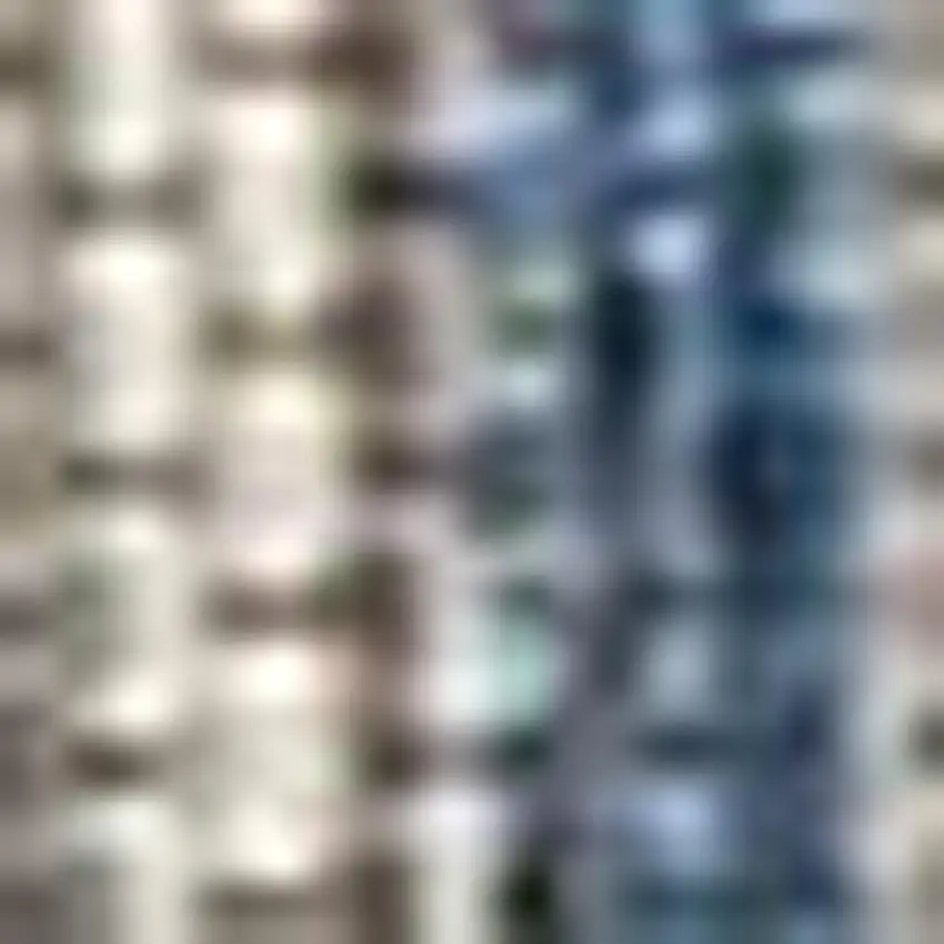 8' Navy Blue And Gray Geometric Indoor Outdoor Runner Rug Photo 2