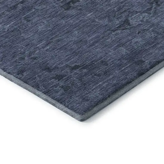 8' Navy Blue And Gray Medallion Washable Round Rug With UV Protection Photo 6