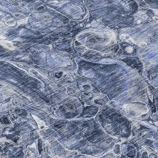 8' Navy Blue And Gray Round Abstract Washable Indoor Outdoor Area Rug Photo 9