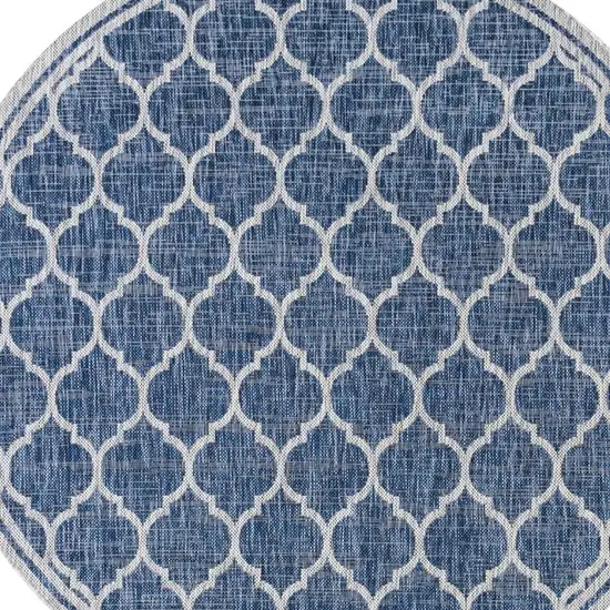 9' Navy Blue And Gray Round Geometric Indoor Outdoor Area Rug Photo 2